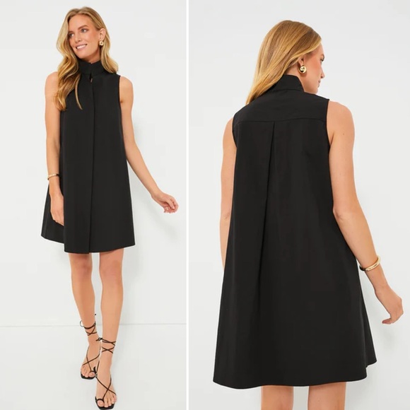 Tuckernuck Charlie Black Shirt Dress Stretch Sheen Size Small